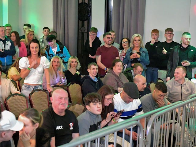 Fans at the Big Fight Night held in the Everglades Hotel on Saturday evening last. Photo: George Sweeney.  DER2312GS – 92