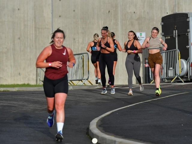 Competitors in the Maiden City Hyrox 3.0 Fitness Challenge held at Sean Dolans GAC on Saturday. Photograph: George Sweeney