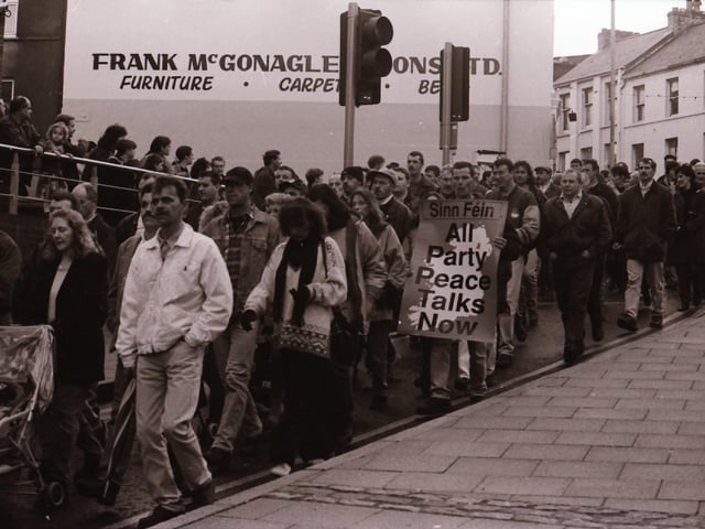 Sinn Féin march and rally demanding peace talks.