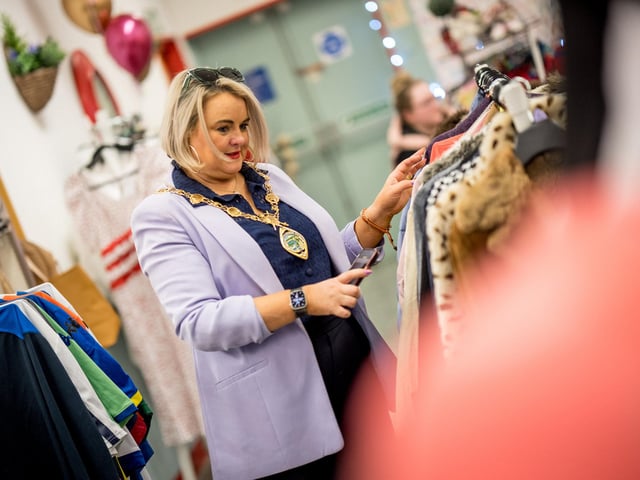 Mayor of Derry City and Strabane District, Councillor Sandra Duffy, opening The Quirky Corner in Quayside, which will help generate valuable funds for HURT services