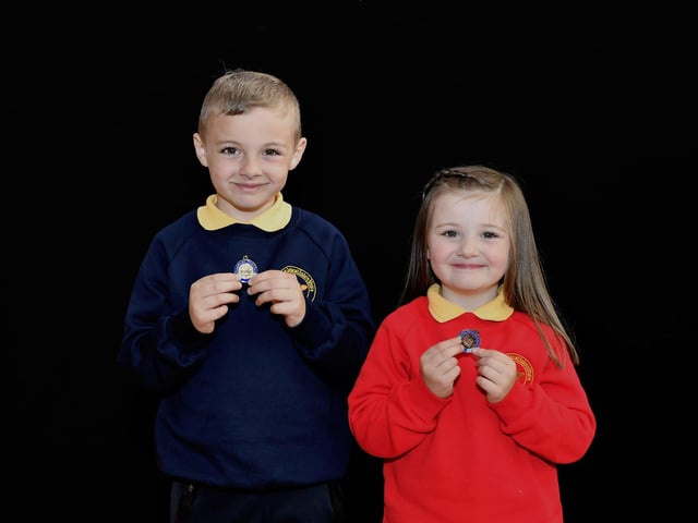Aodhán Rabbett achieved first place P3 Irish Verse and Alainn Rabbett was placed third for P1 Irish Verse at Feis Dhoire Cholmcille. Photo: George Sweeney