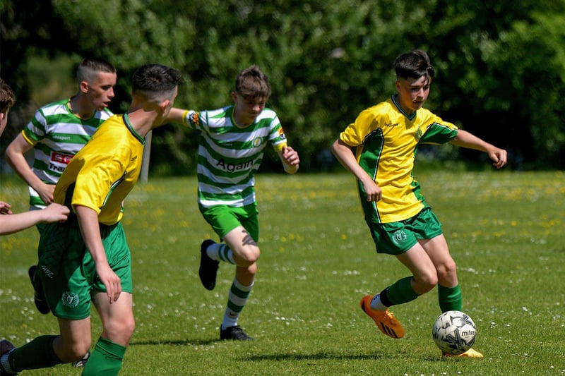 Foyle Harps take on TOTH Celtic in the D&D U14 Championship Summer Cup final at Prehen on Sunday morning last. Photo: George Sweeney. DER2322GS - 45