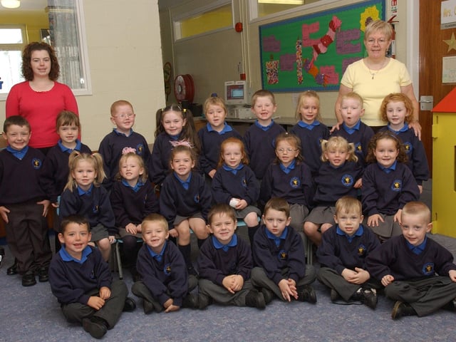 St. Therese's Primary School. Included are Mrs. Anita McFarland and Mrs. Sheila Higgins. (2309C28):20 years on: Young people across Derry and Donegal starting school in September 2003