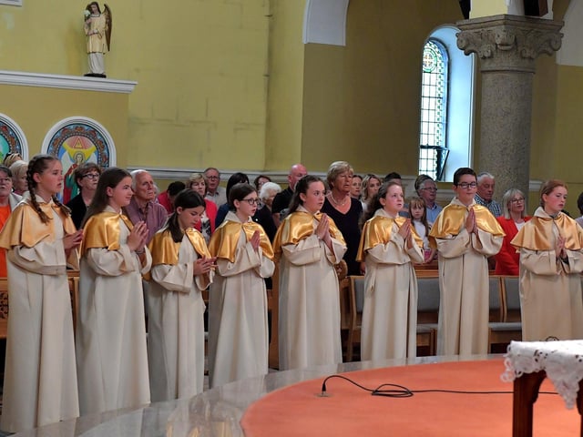Altar servers at a Mass to celebrate Father Con McLaughlin’s Golden Jubilee at the Church of the Sacred Heart, Carndonagh, on Saturday evening. Photo: George Sweeney. DER2323GS – 161