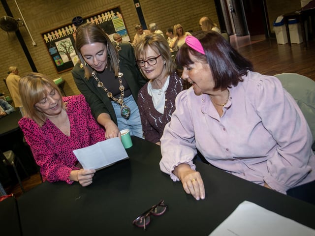 Checking out the itinerary for Friday's 'Autumn Programme' launch at Pilot's Row with the Mayor, Grace Ui Niallais is Bernie McLaughlin, Denise O'Donnell and Siobhan Brinkley.