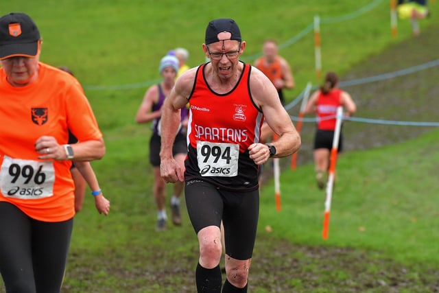 Jim Doyle (994), City of Derry Spartans, runs in the Derry XC 6k Open race at Thornhill College. Photo: George Sweeney