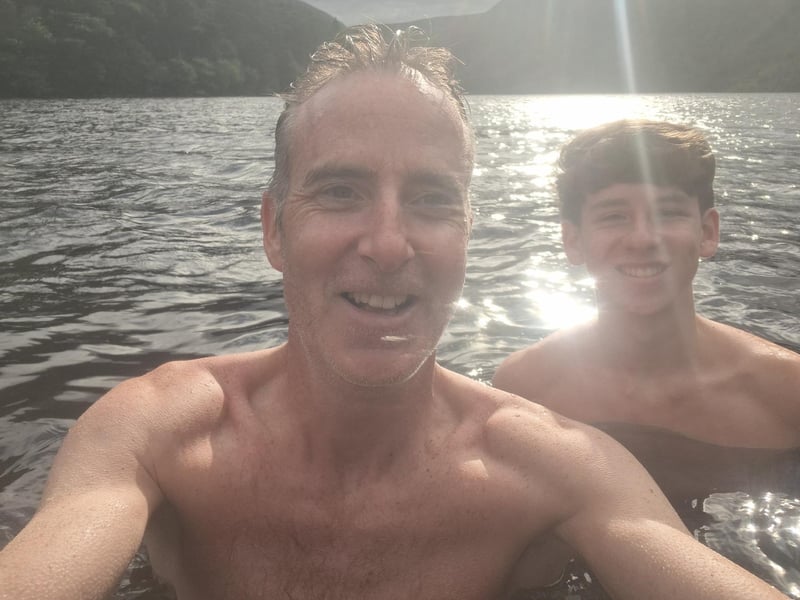 Andrew and Shae Maguire cooling down in the Wicklow mountains.