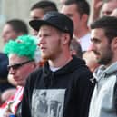 Danny Lafferty (right) alongside James McClean cheering on Derry City during their European tie against Welsh side Aberystwyth Town, in 2014. Picture by Kevin Moore/MCI