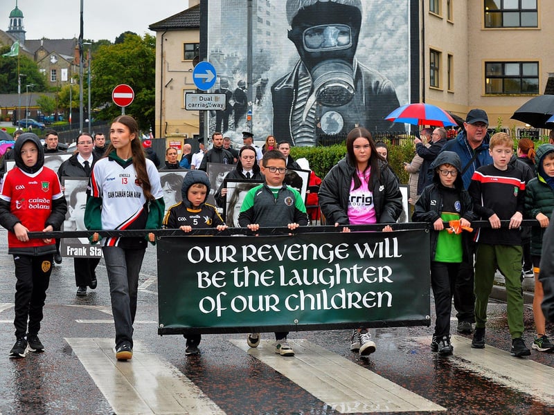 The National Hunger Strike Commemoration makes its way along Rosville Street. Photo: George Sweeney
