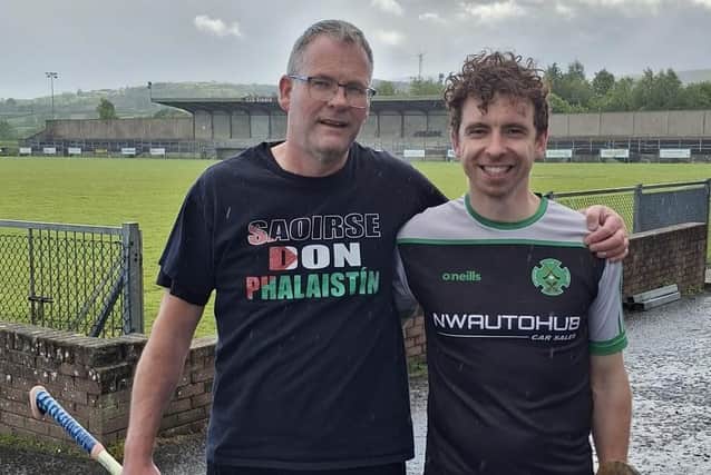 Gearalt with his spotter, Na Magha club mate Bliadhan Glass, at the Derry Poc Fada.