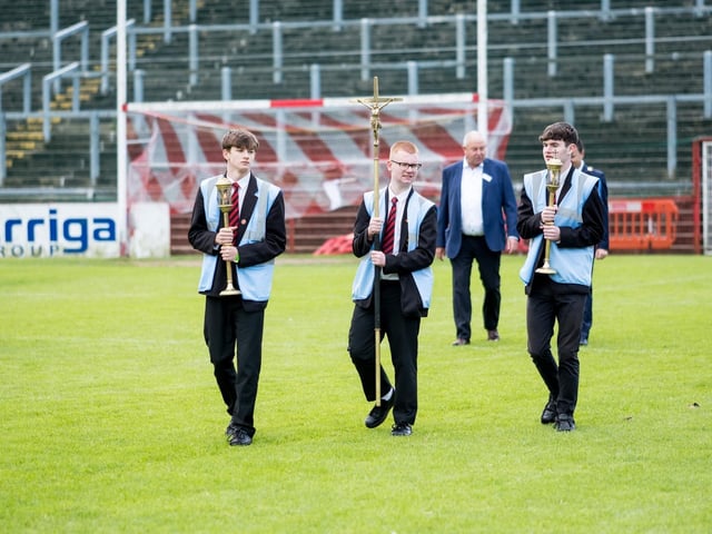 Participants at the Derry Diocese Fan The Flame annual Mass 2025 in Celtic Park.