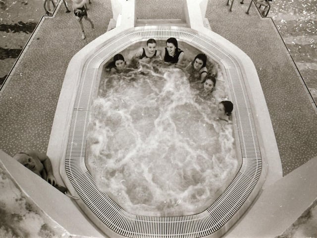 Young people enjoying the jacuzzi at Lisnagelvin Leisure Centre.