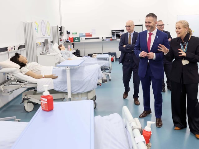 Health Minister Robbie Butler MLA during a visit to Magee.