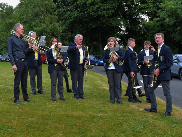 The Carndonagh Brass Band took part in the Golden Jubilee celebrations marking Fr Con McLaughlin’s 50 years of priesthood, held at the Church of the Sacred Heart, Carndonagh, on Saturday evening. Photo: George Sweeney. DER2323GS – 167