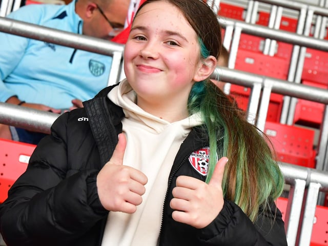 A happy Derry City fan before the game kicks-off.