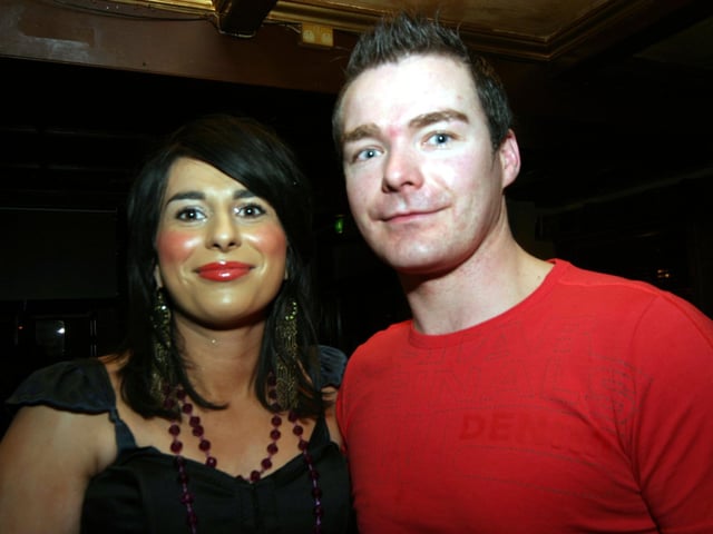 Jasmin Patton pictured with her fiance at her mums party in Becketts Bar 0051JML