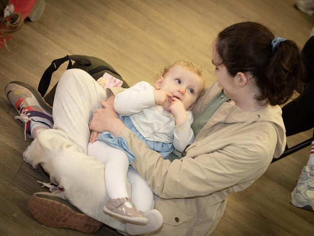 Mum and baby enjoying Thursday's storytelling at Clooney.