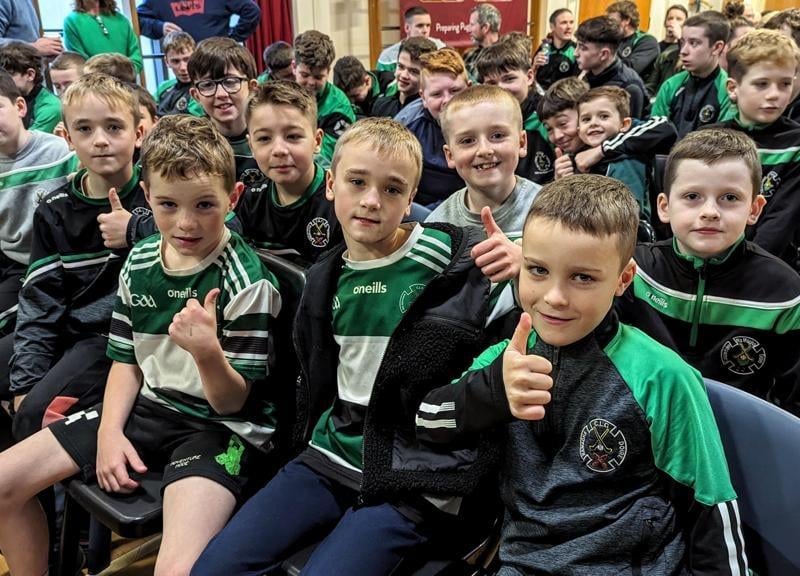 Thumbs up from these Na Magha youngsters during the awards evening.