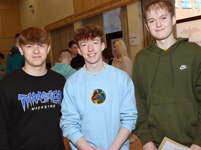St Columb's College A Level students, Lee Duddy, Oisin McGlinchey and Sam Bratton.
