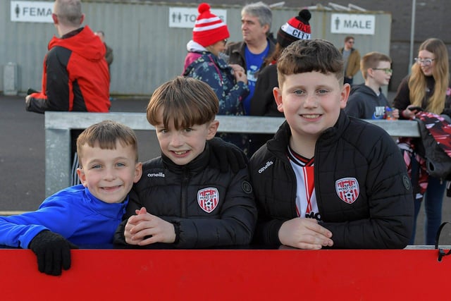 Derry City fans at the Brandywell on Friday evening. Photo: George Sweeney