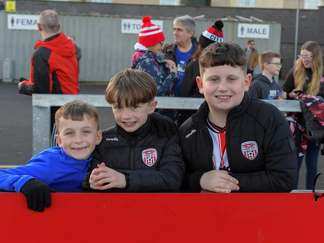 Derry City fans at the Brandywell on Friday evening. Photo: George Sweeney