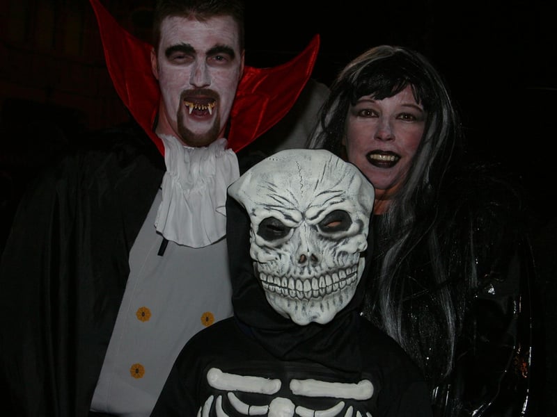 Darren Rock, Michelle and Rachid Rehane. (0311JB09):20 YEARS ON: Halloween celebrations in Derry in 2003