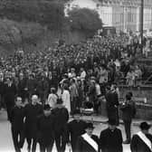 The funeral cortege as Billy McGreanery was laid to rest in 1971.