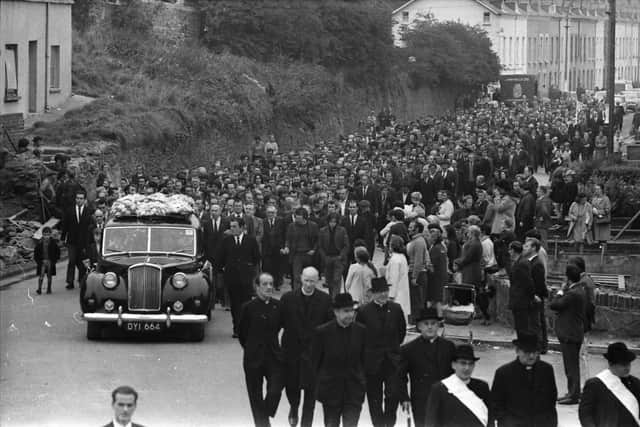 The funeral cortege as Billy McGreanery was laid to rest in 1971.