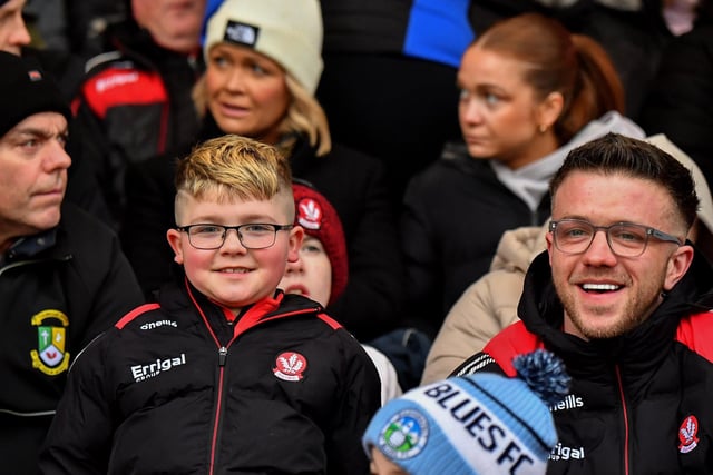 Fans at Derry’s NFL game against Galway at Celtic Park on Saturday evening. Photo: George Sweeney