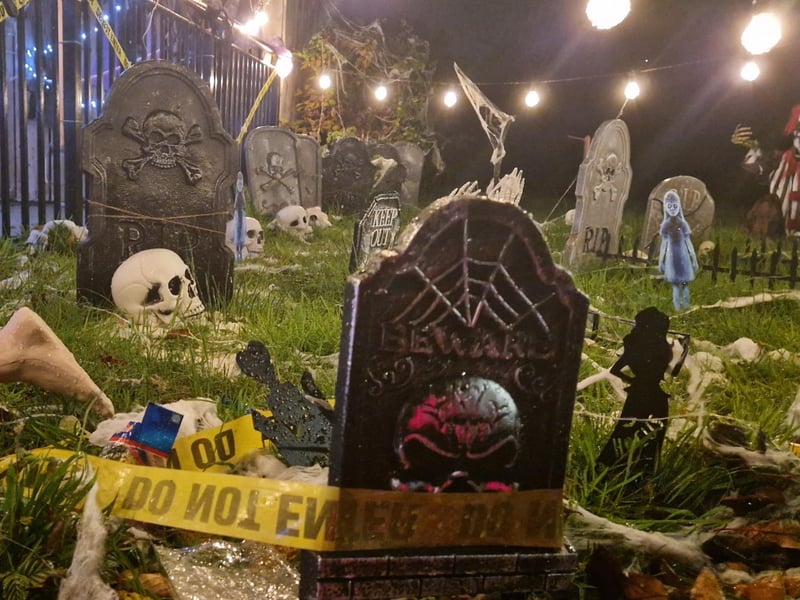 The brilliant Halloween decorations at Ivy Mead Hillocks are drawing crowds and encouraging donations to support the Northlands Addiction Centre.