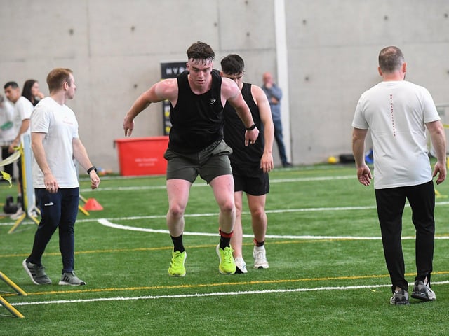 Competitor in the Hyrox Fitness Challenge held at Sean Dolans GAC on Saturday.  Photograph: George Sweeney