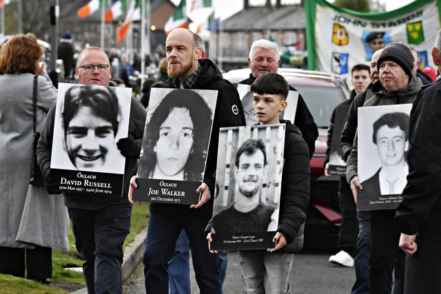 The Sinn Fein parade, commemorating the 109th anniversary of the Easter Rising, makes its way through the City Cemetery on Sunday afternoon. Photo: George Sweeney
