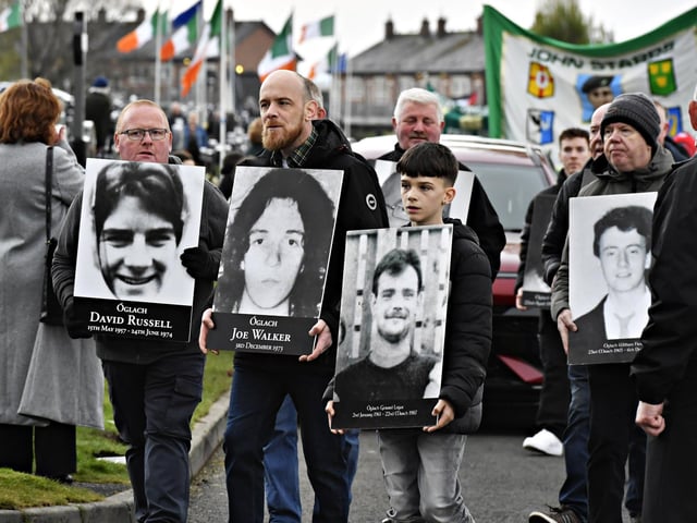 The Sinn Fein parade, commemorating the 109th anniversary of the Easter Rising, makes its way through the City Cemetery on Sunday afternoon. Photo: George Sweeney