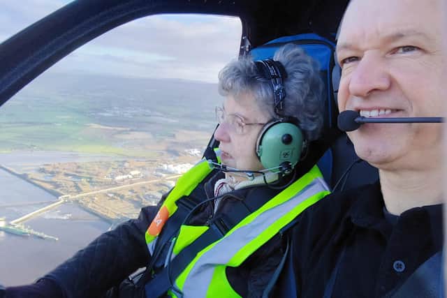 Kathleen and Brian take to the skies over Derry.
