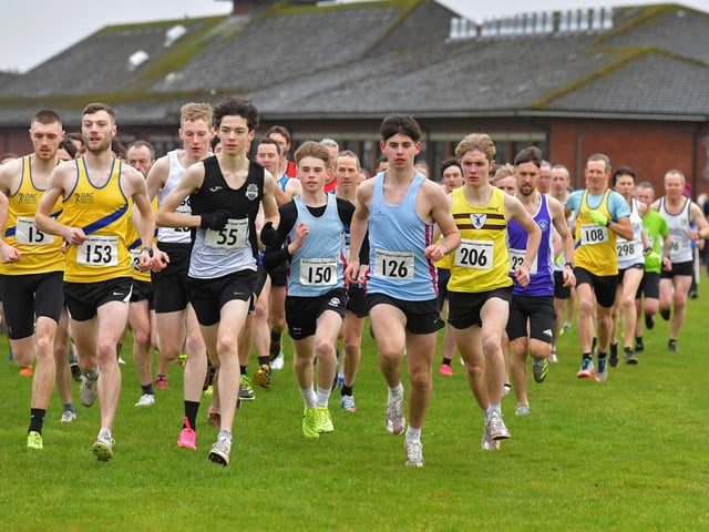 Competitors take part in the Spartans open cross country 6k race at Thornhill College on Saturday. Photo: George Sweeney