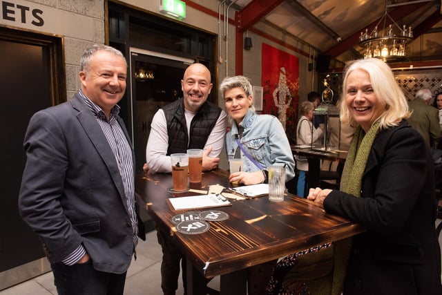 Mark Johnston, Martin Doherty, Bank of Ireland and his wife Susan and Anna Doherty, CEO, Londonderry Chamber of Commerce pictured at the opening of The Taproom at the Walled City Brewery. Picture Martin McKeown. 21.10.22