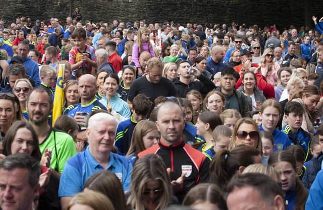 A section of the large crowd at the official opening of the Foyle Cup at Guildhall on Tuesday.