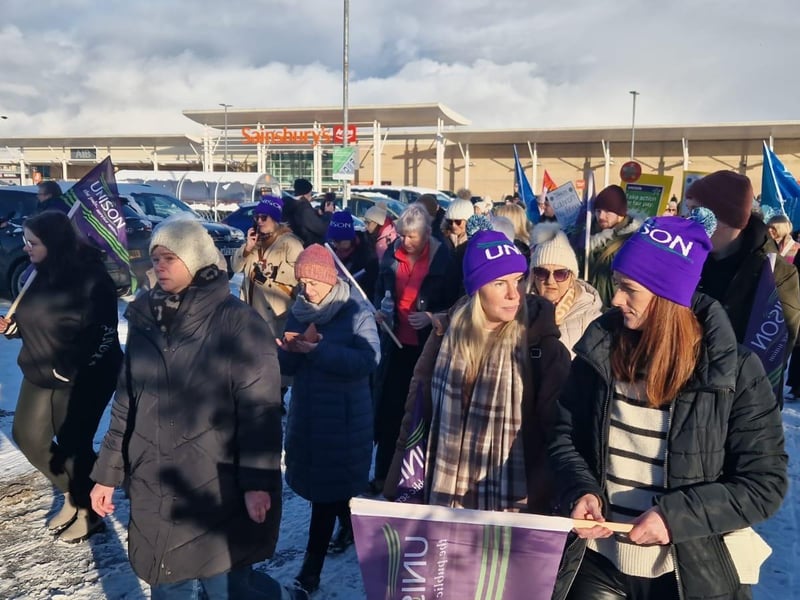 Striking public sector workers in Derry.