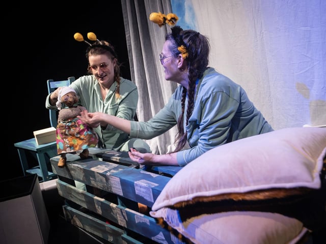 A scene from Saturday's Banyan Theatre debut production of 'Don't Let The Bed Bugs Bite', a Feile event held at New Gate Arts Centre, The Fountain, Derry. The performance will take families on a playful journey with dancing bugs, silly spiders, and crazy caterpillars, brought to life through puppetry, storytelling, and physical theatre. (Photos: Jim McCafferty Photography)