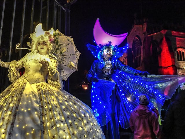 Performers in Derry’s Cathedral Quarter on Wednesday evening.  Photo: George Sweeney