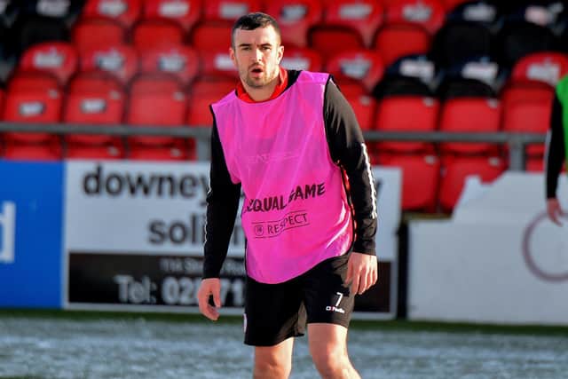 Derry City’ s Michael Duffy training at Brandywell Stadium. Picture: George Sweeney. DER2304GS – 14