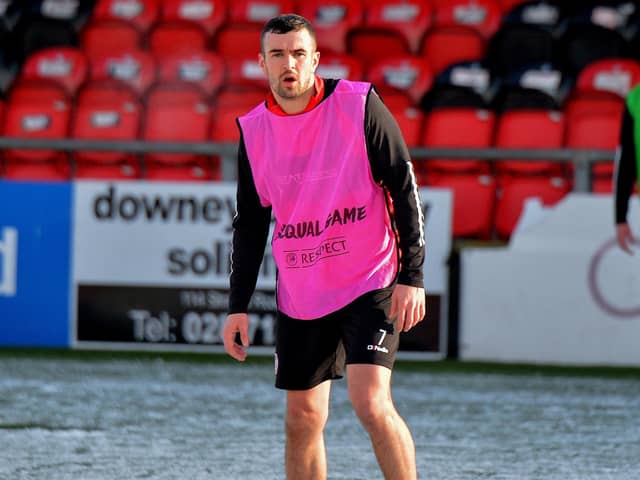 Derry City’ s Michael Duffy training at Brandywell Stadium. Picture: George Sweeney. DER2304GS – 14