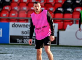 Derry City’ s Michael Duffy training at Brandywell Stadium. Picture: George Sweeney. DER2304GS – 14