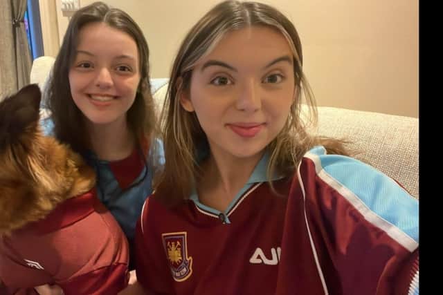 Martin Clifford's daughters and dog, Lottie donned the claret and blue of West Ham for Wednesday's final.