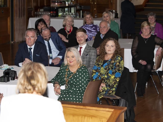 Mayor Sandra Duffy recently held a reception for Carmel Dunn, retired Principal of Hollybush Primary School.
