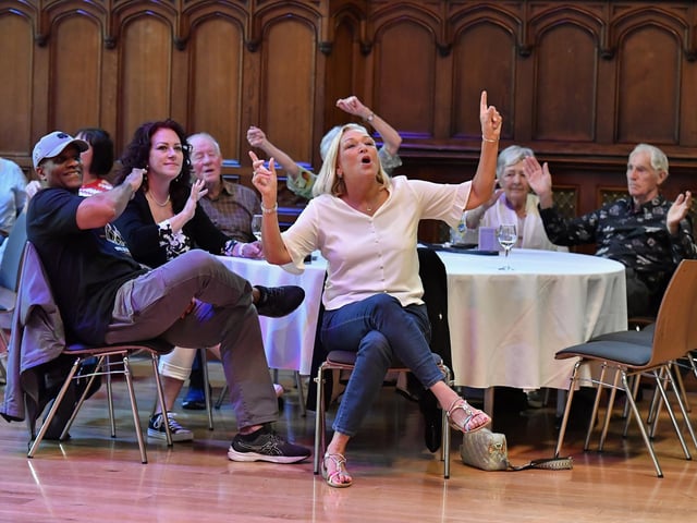Jazz fans enjoy the Jive Aces performance in the Guildhall. Photo: George Sweeney