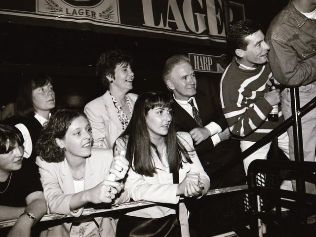 The finalists of the 1995 Miss Derry competition pictured at the final in Squires Nightclub.