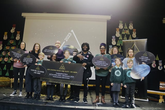 Staff and pupils centre stage to promote the North West Migrants Forum’s Advancing Race Equality Awards. You can nominate for the awards at www.nwmf.org.uk/awards