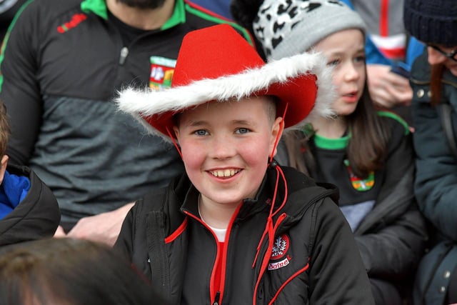 Young Derry fan at Celtic Park for the big game. Photo: George Sweeney. DER2309GS – 90