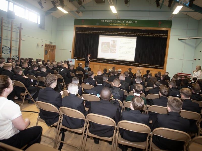Mr. Paul Quigley addressing the Year 8 assembly on Friday morning.
